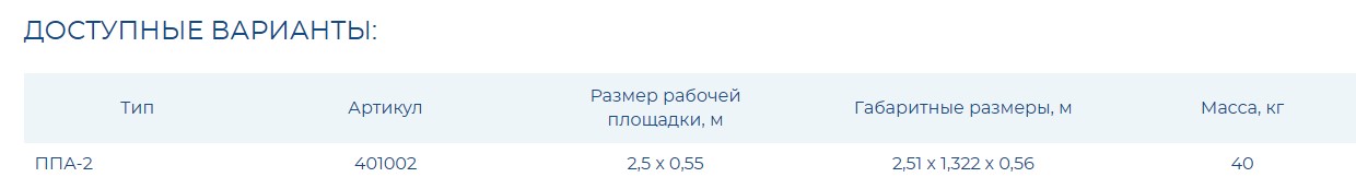 Площадка подвесная алюминиевая - ППА-2